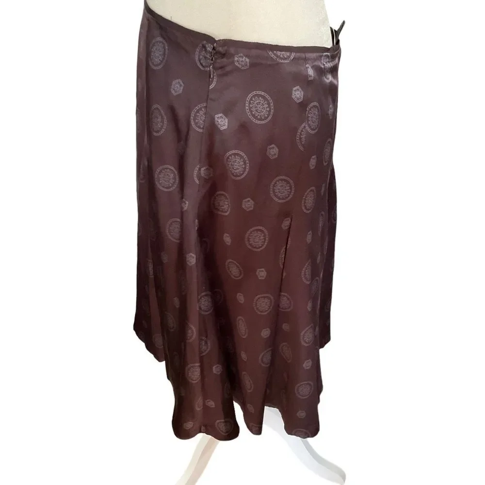 Banana Republic Factory Black Gray Medallion Print Silk Cotton Blend Skirt Sz 8